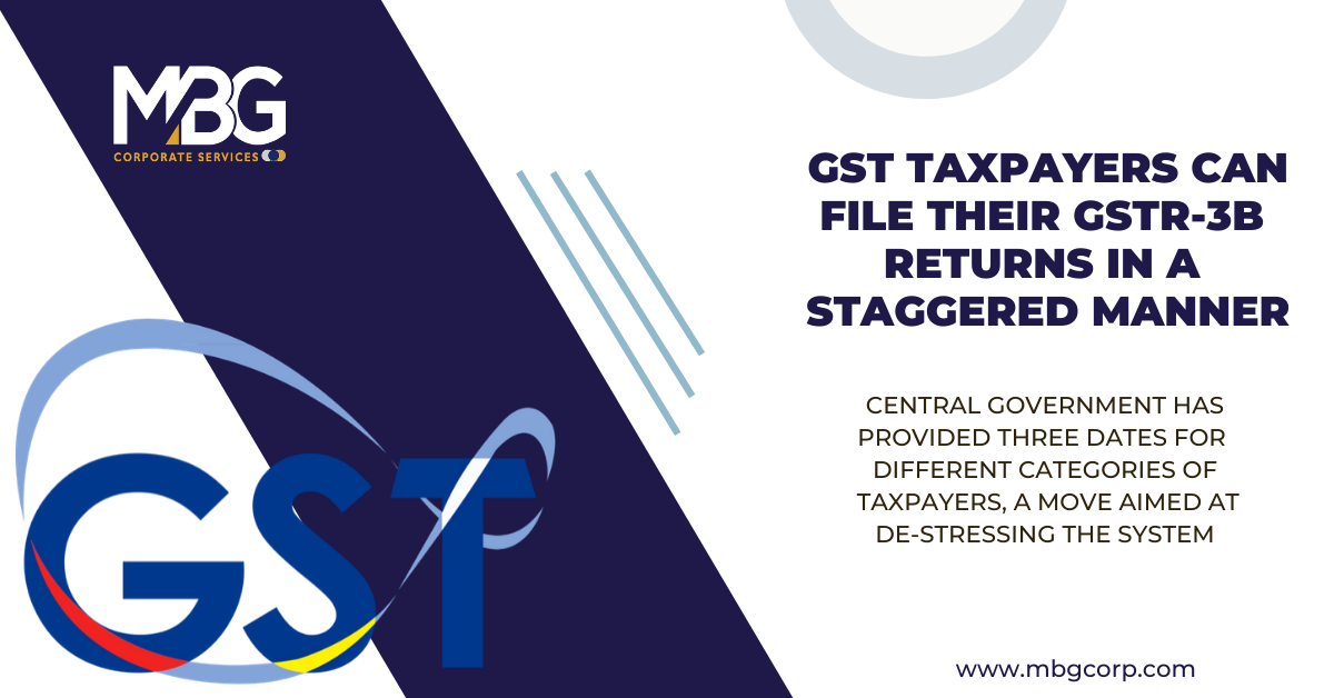 GST Taxpayers can file their GSTR-3B Returns in a staggered manner