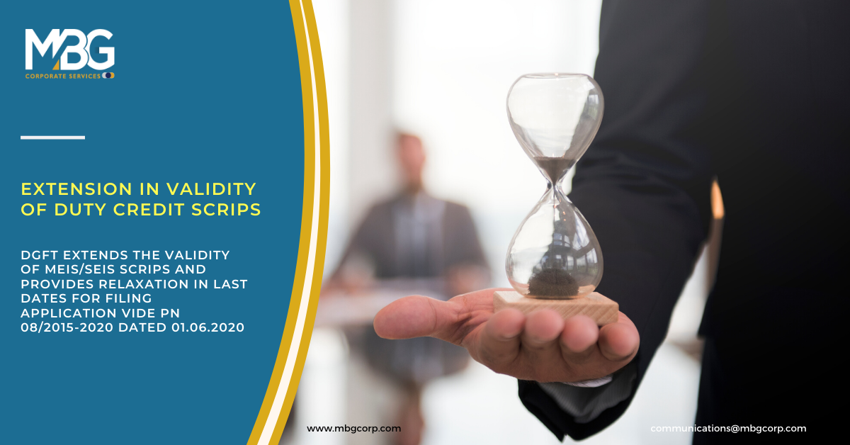 Extension in Validity of Duty Credit Scrips